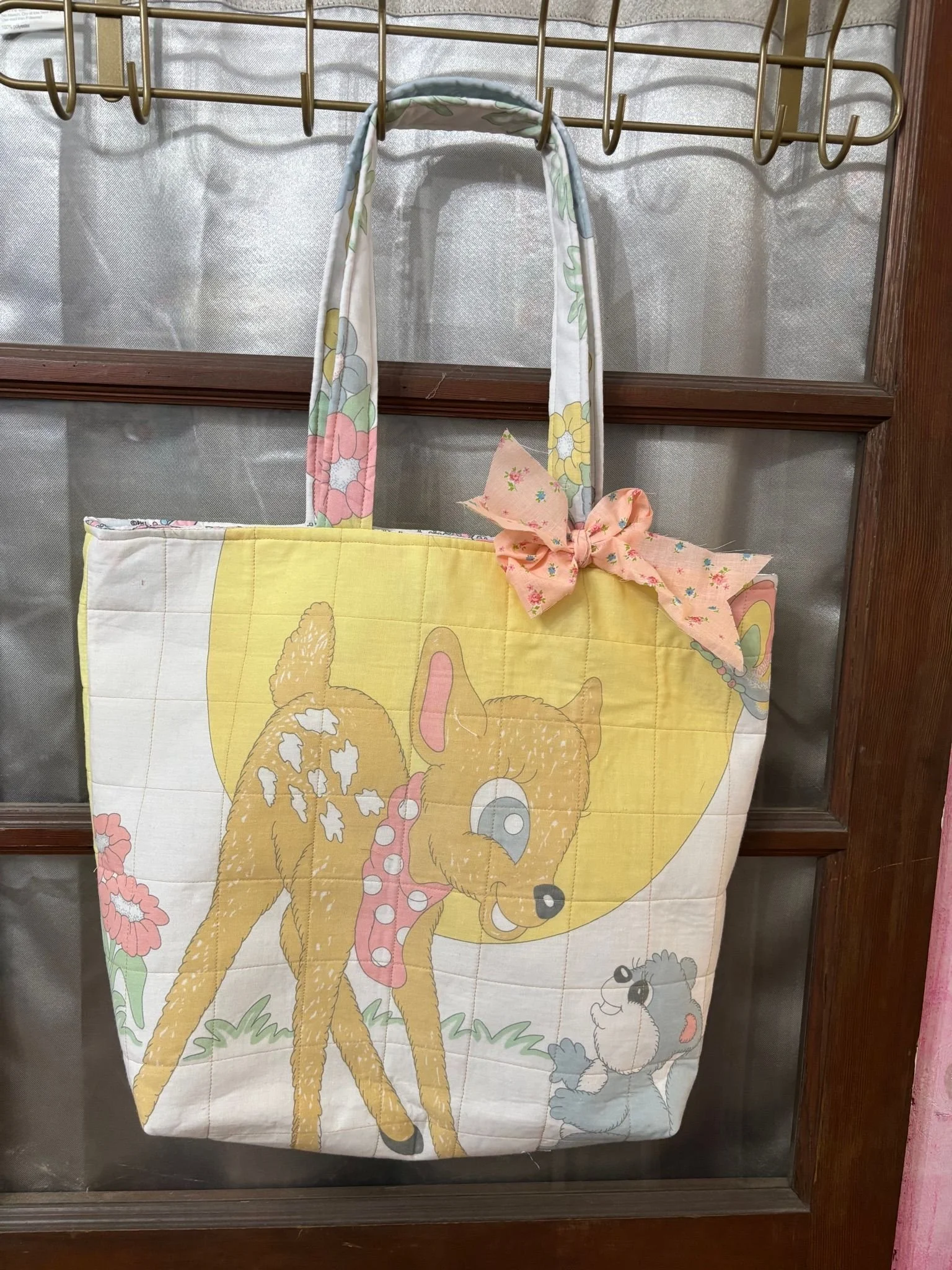 Quilted Tote Bag, Deer and Friend
