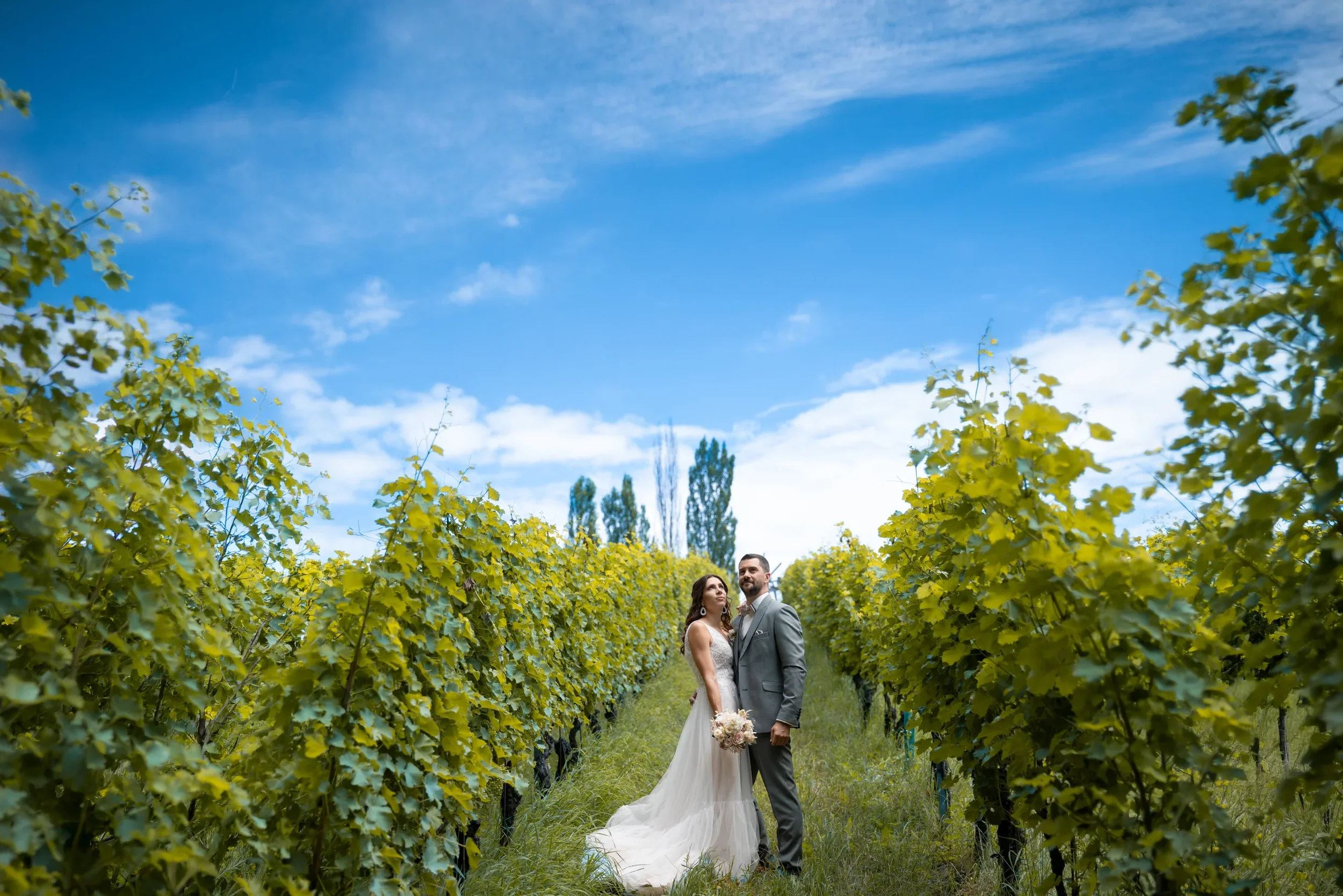 Brautpaar im Weinberg in der Steiermark
