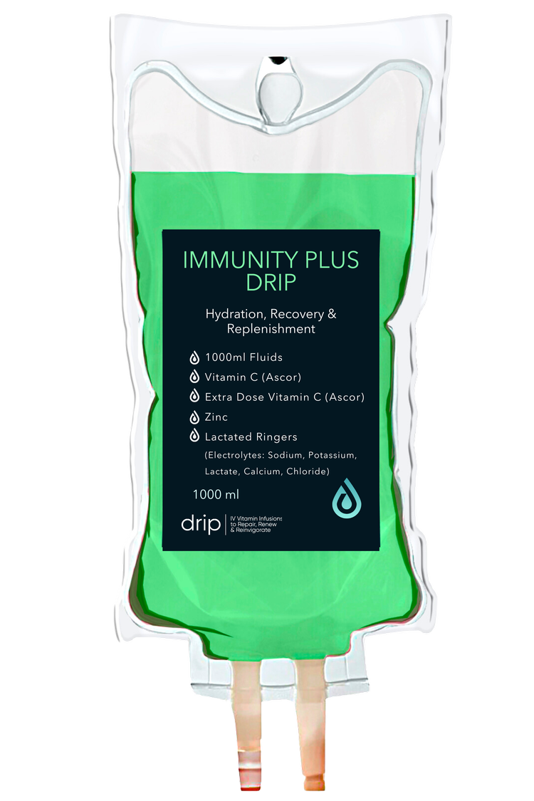 The Immunity Plus IV bag with its ingredient label