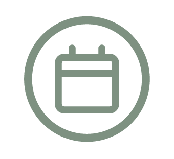 Icon of a calendar inside a circle.