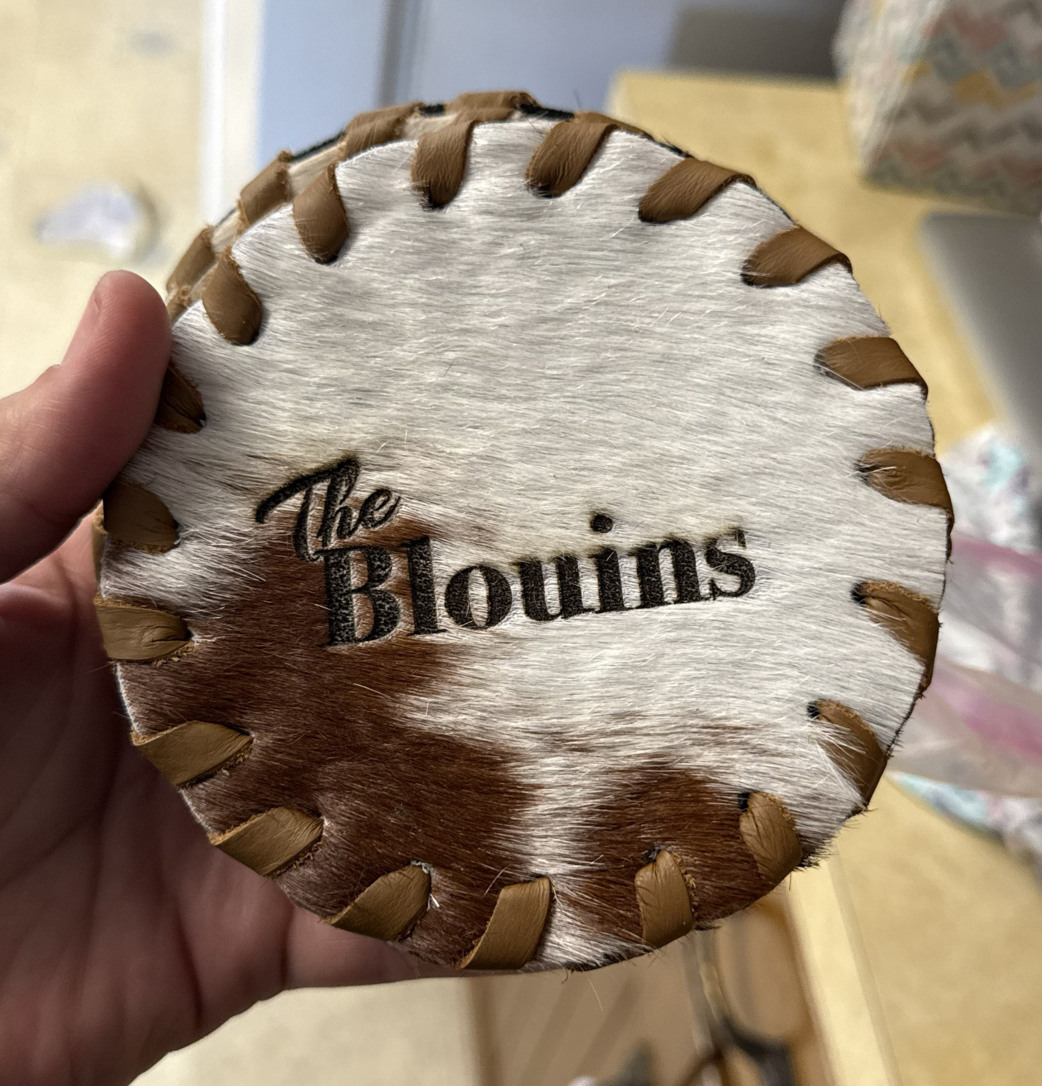 Round Custom Cowhide Coasters