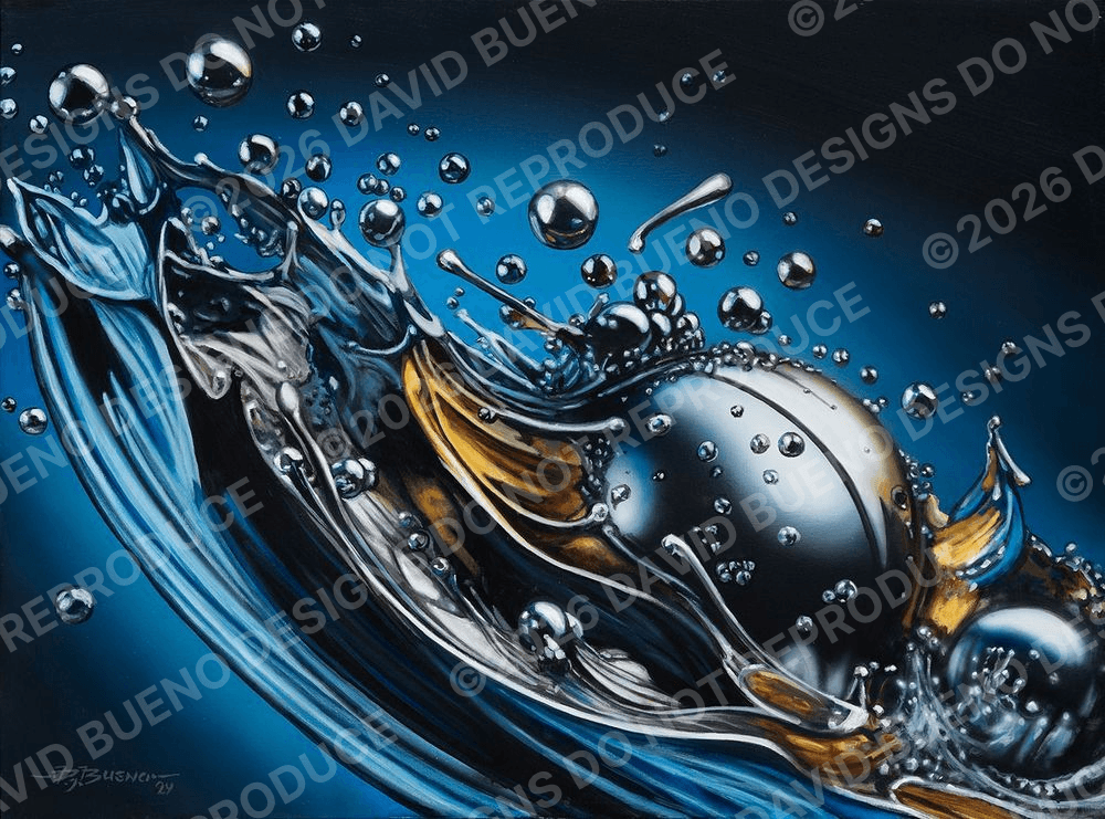 Close-up of a computer mouse submerged in water with splashes and bubbles.