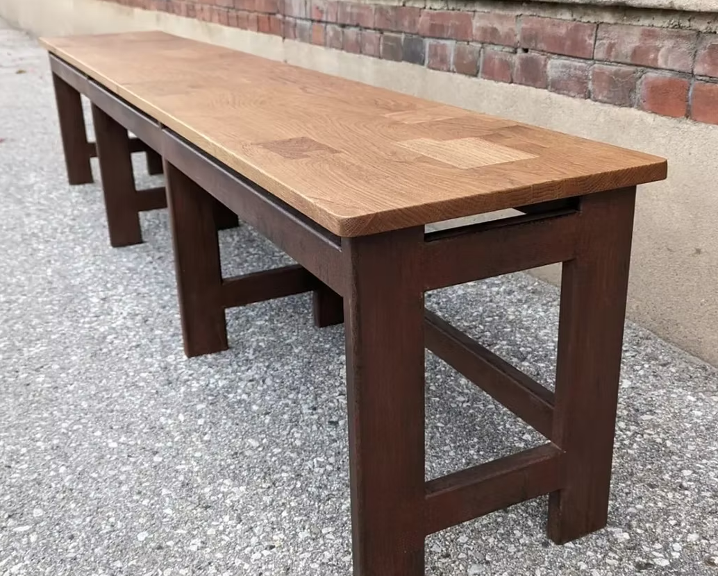 Oak and Steel Bench