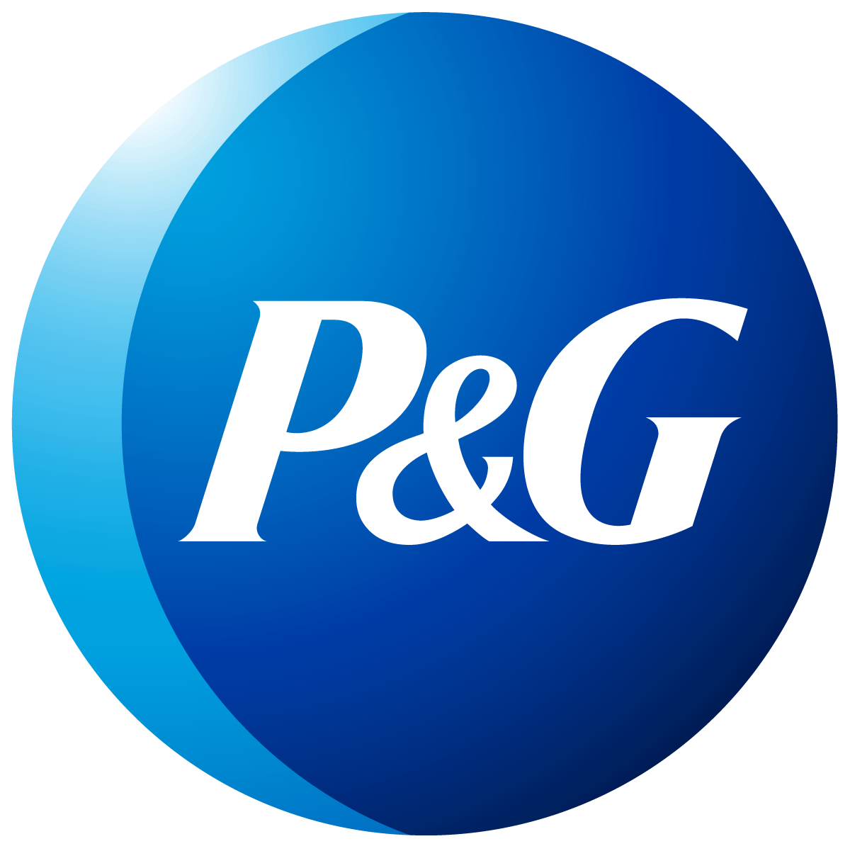 P&G logo with blue circular background and white text.