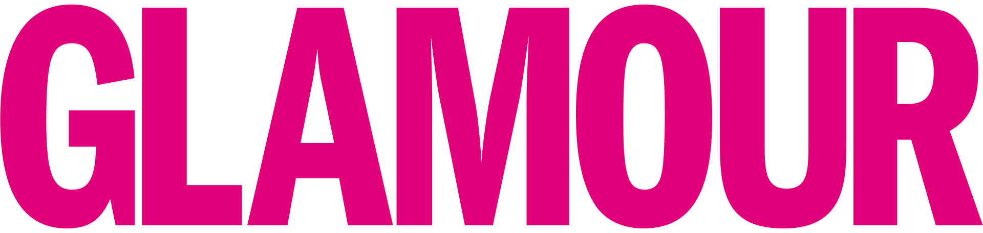Bold pink text reading 'GLAMOUR'