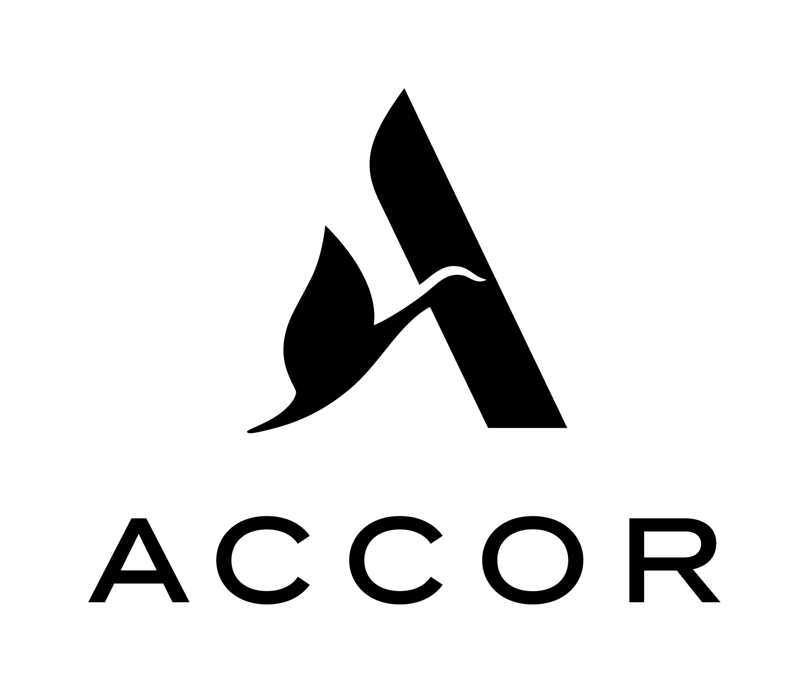 Black logo with stylized letter A resembling a whale, with the word 'ACCOR' written below.