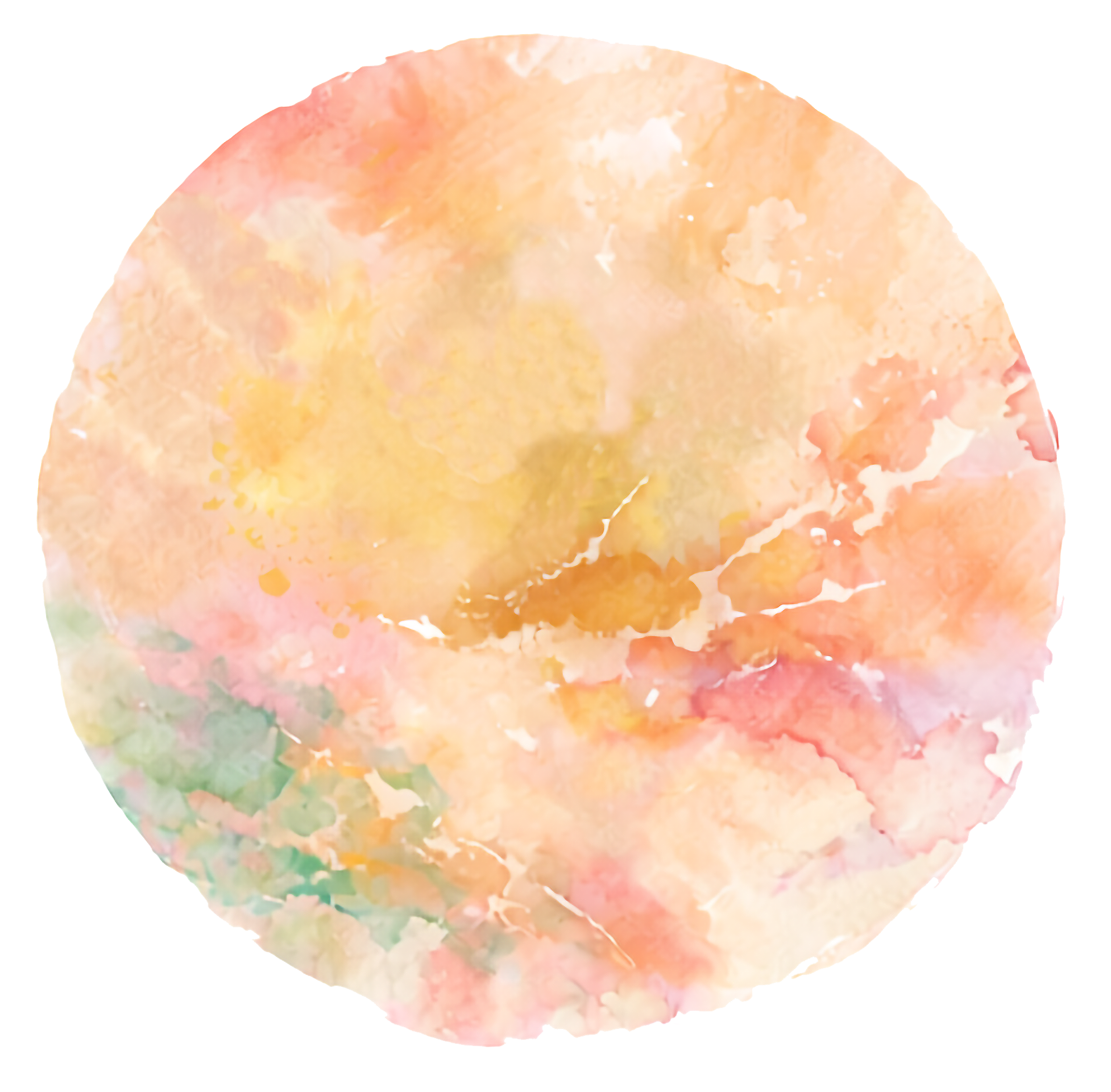 Colorful abstract watercolor painting with soft pastel shades of pink, orange, green, and yellow. This is the background of the Nurturing Wellness Counseling logo and based off of Ashley D'Amico's personal artwork.