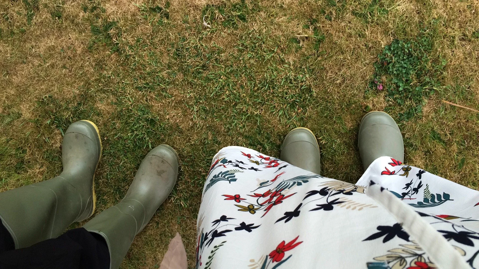 Miles and Katys' wellies on grass