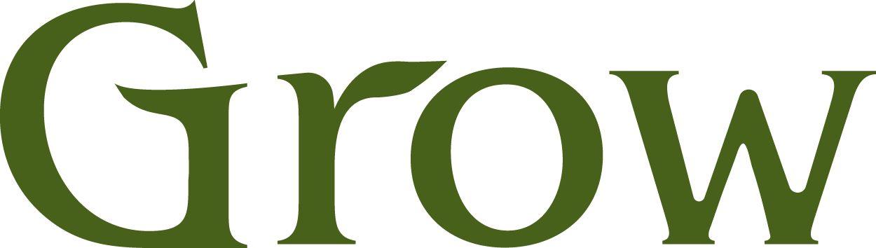Close-up of the word 'Grow' written in large green letters.