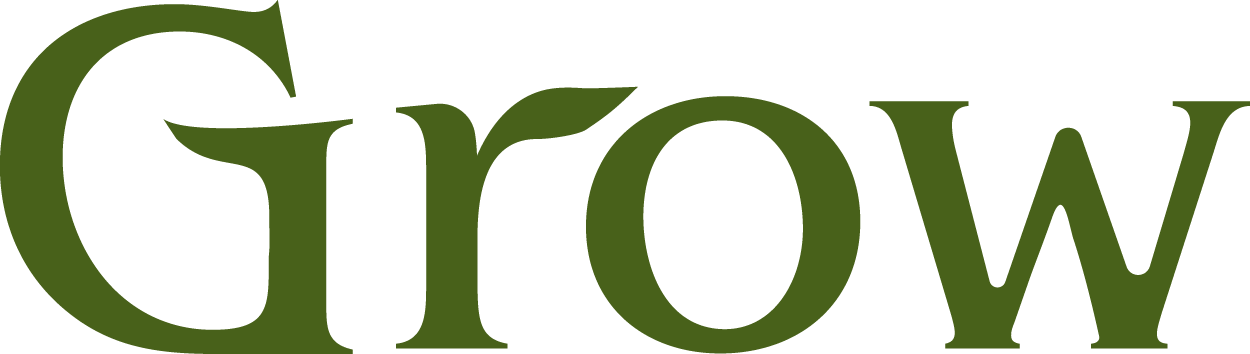 The word 'Grow' in large, green, stylized text.