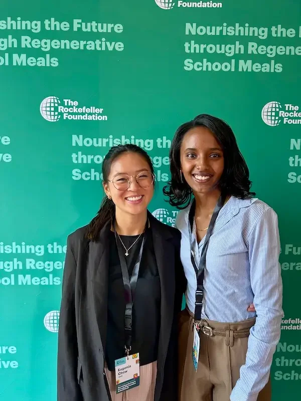 Eugenia and an Act4Food Youth Leader at the UN Food Systems Summit event centered on nourishing the future through regenerative school meals.