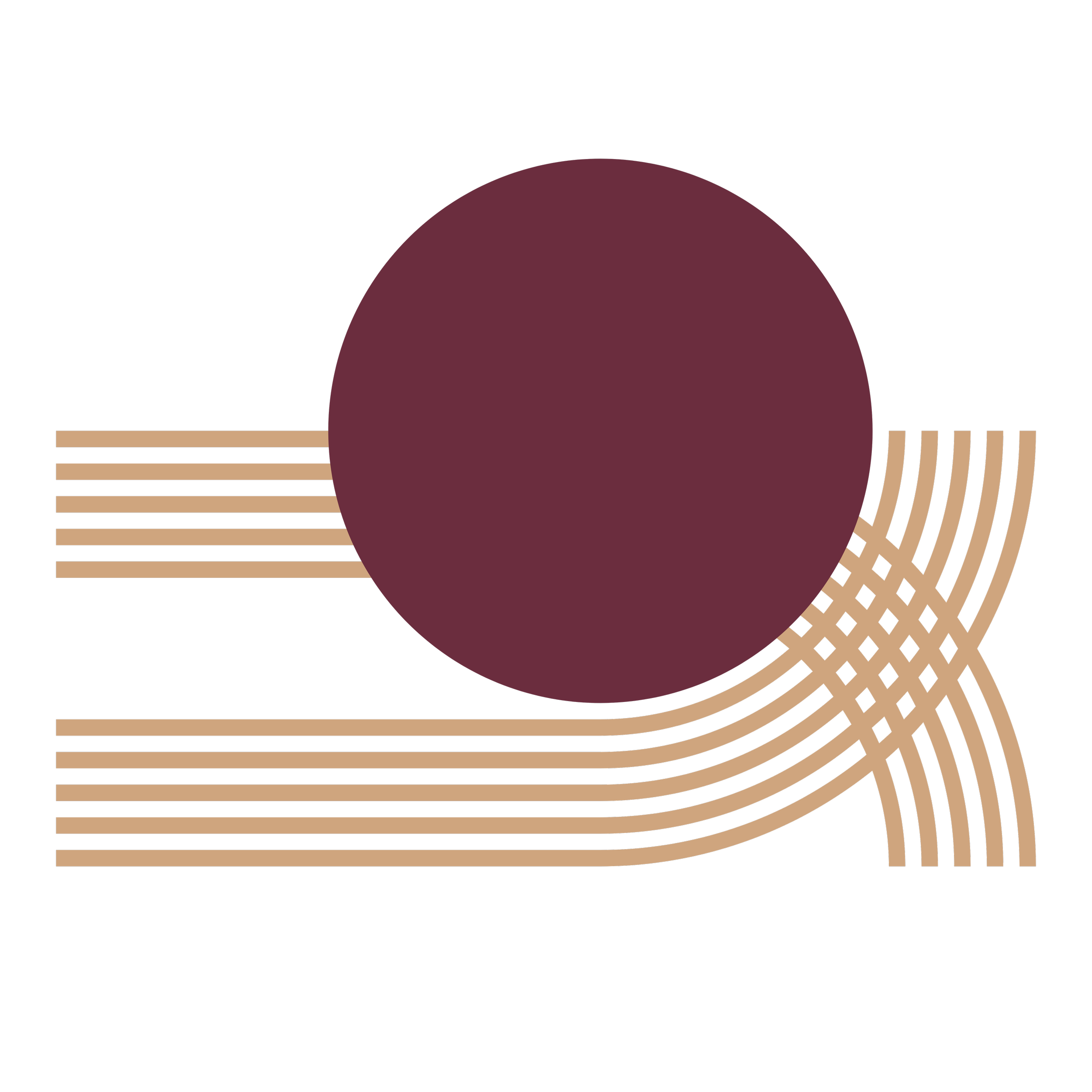 Geometric drawing of an outline square with sections divided by vertical, horizontal, and half circle lines.