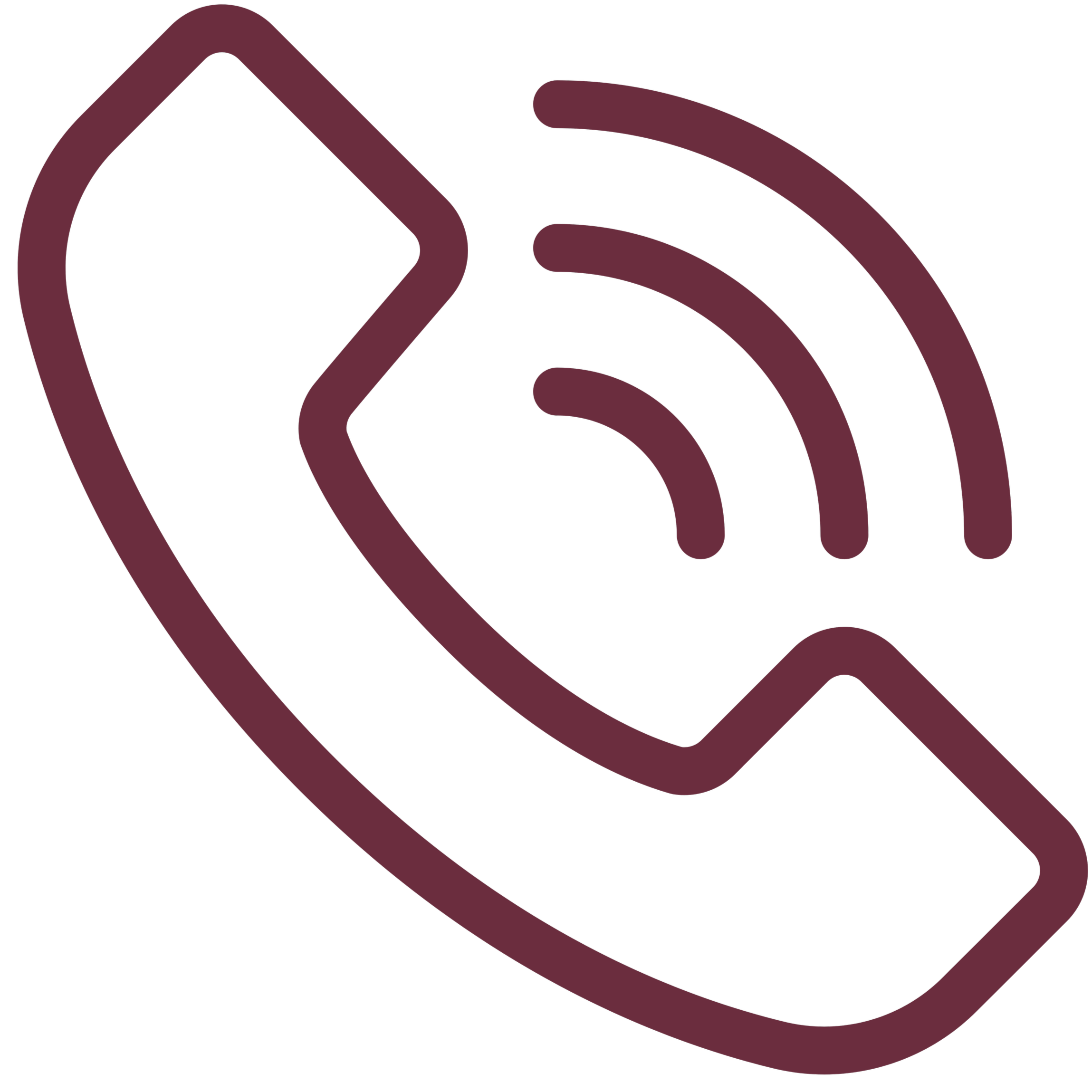 An abstract logo consisting of interconnected lines forming a stylized shape in burgundy color on a black background.