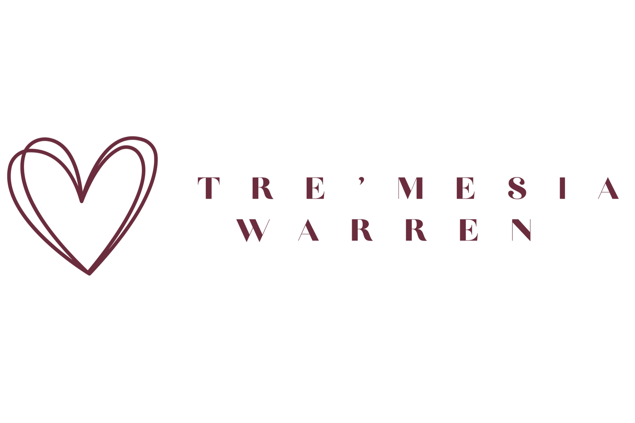 Logo for Tre'mesia Warren featuring a stylized heart outline and the name in purple text