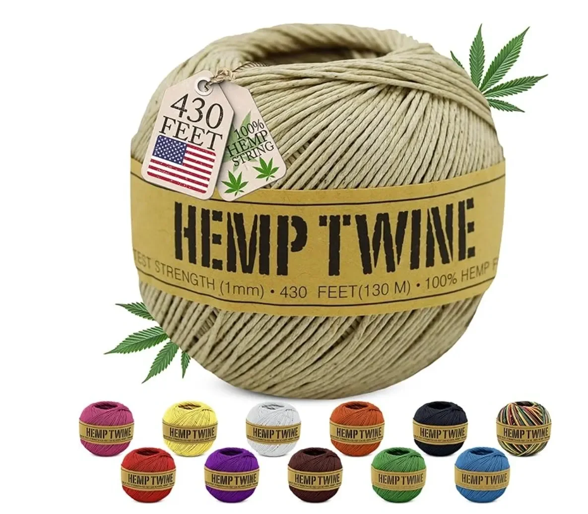 This twine is 100 percent organic hemp. Great for cooking, crafts, jewelry, gardening, decorating or anything else. Hemp twine is strong, durable and long-lasting. It's also an eco-friendly alternative to ribbon when wrapping gifts. 