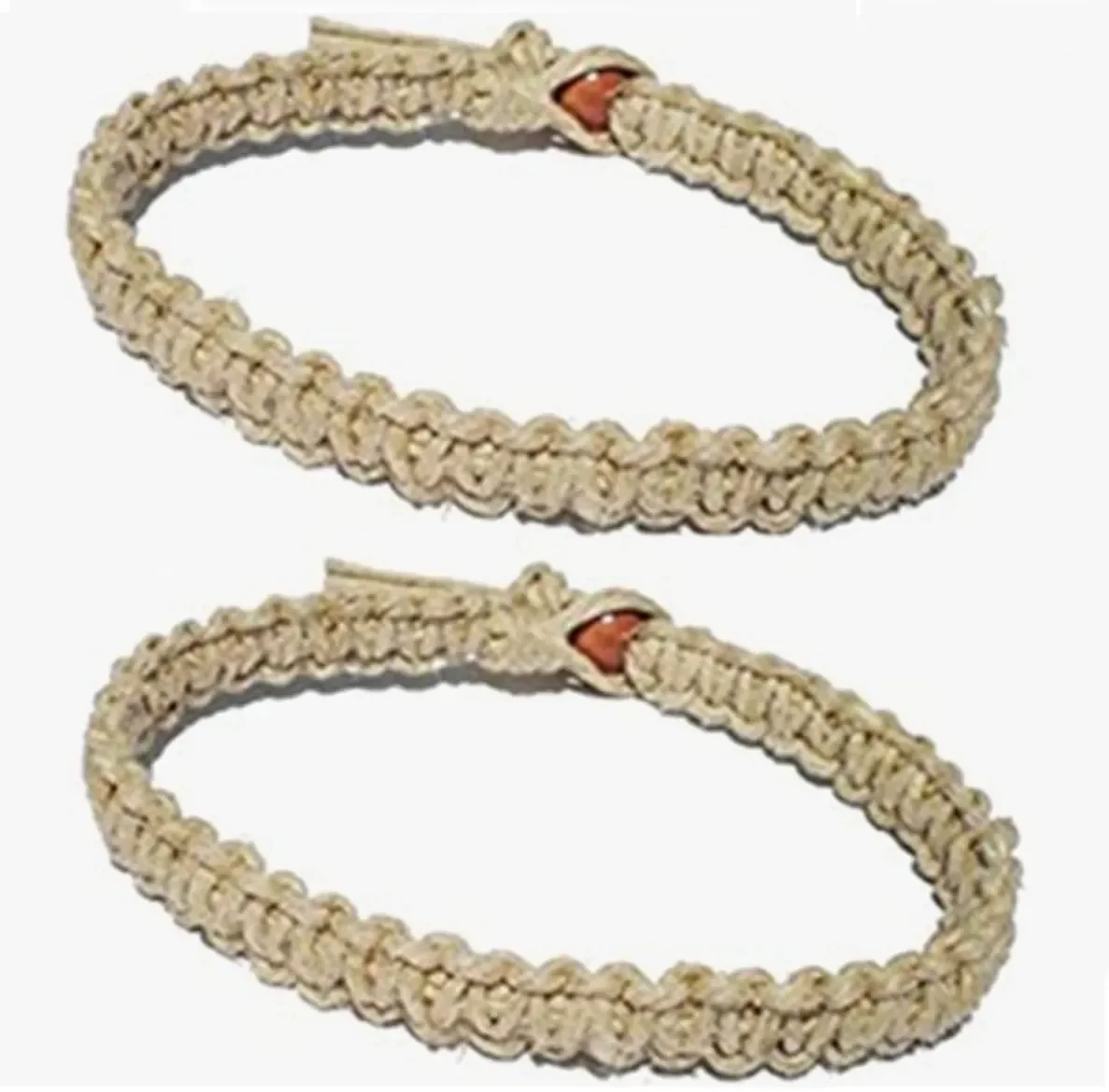 These waterproof Hawaiian style rope bracelets (or anklets) are made of hemp and finished with a koa bead closure. They are adjustable. Sold as a set of two.