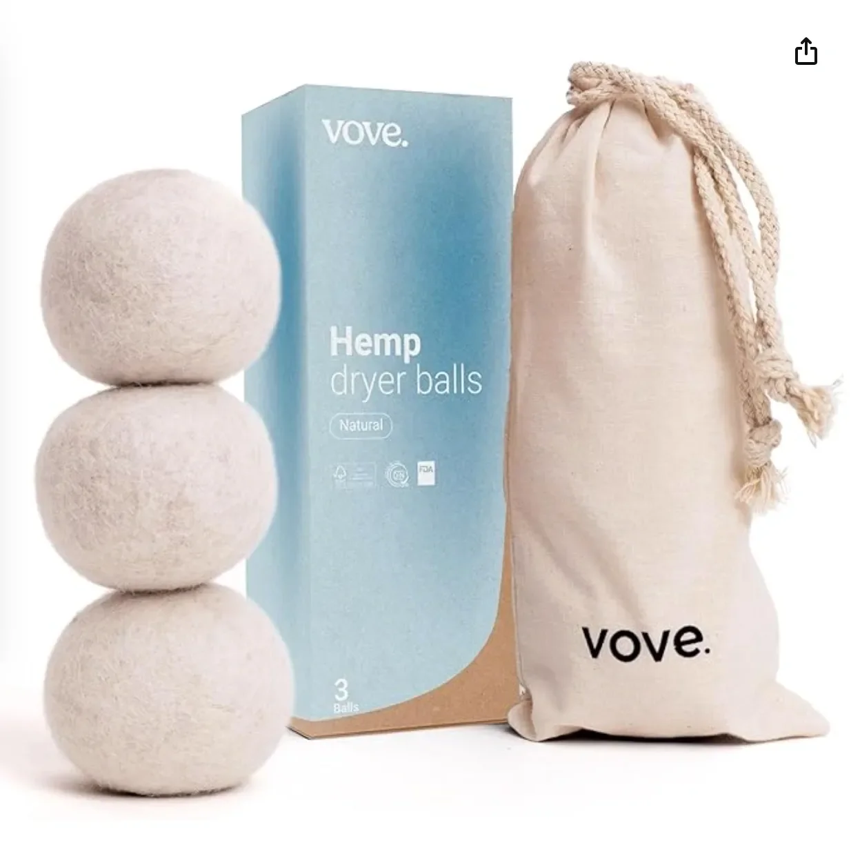 These great non-toxic dryer balls are made of hemp. Toxin-free, cruelty-free, hypoallergenic and 100 percent vegan. They reduce drying time by 30 percent and save energy. Hemp is an especially earth-friendly and versatile fiber. It is grown without p