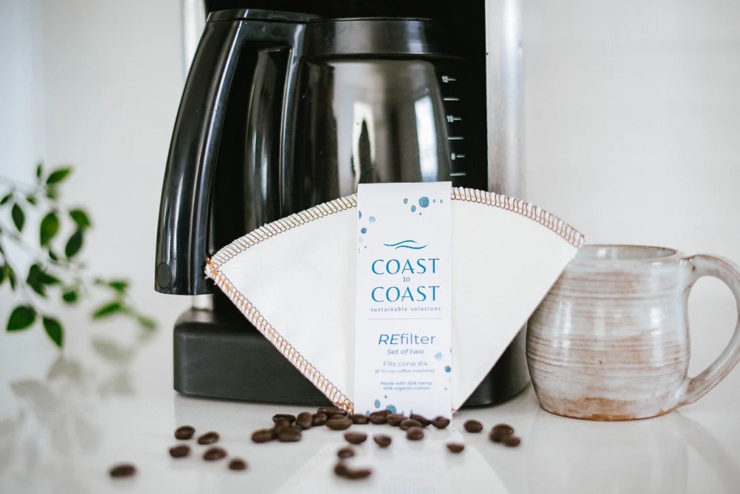 Hemp and cotton reusable coffee filters.