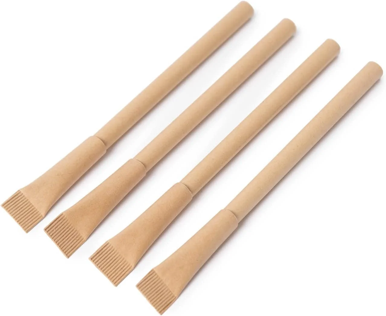 These nifty Eco Pens are made from kraft paper with a stainless steel core. No plastic  at all. I wonder how much plastic would be avoided if every pen were made of wood, paper or another biodegradable material.