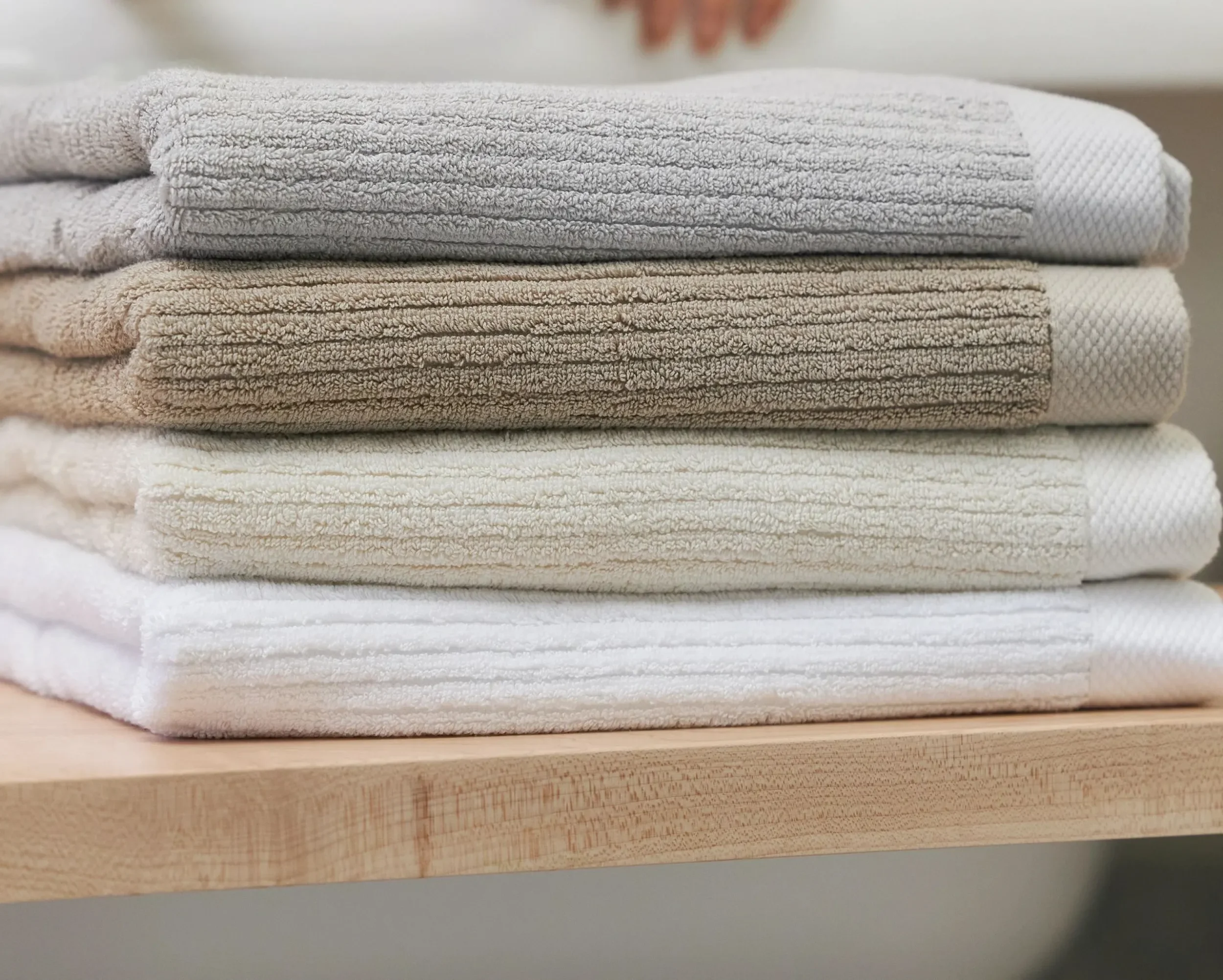 Ribbed cotton bath towels from Avocado Green Mattress are made from GOTS-certified organic cotton. They are also Made Safe certified, which  is a rigorous scientific screening process that only allows ingredients that are not known or suspected to ha