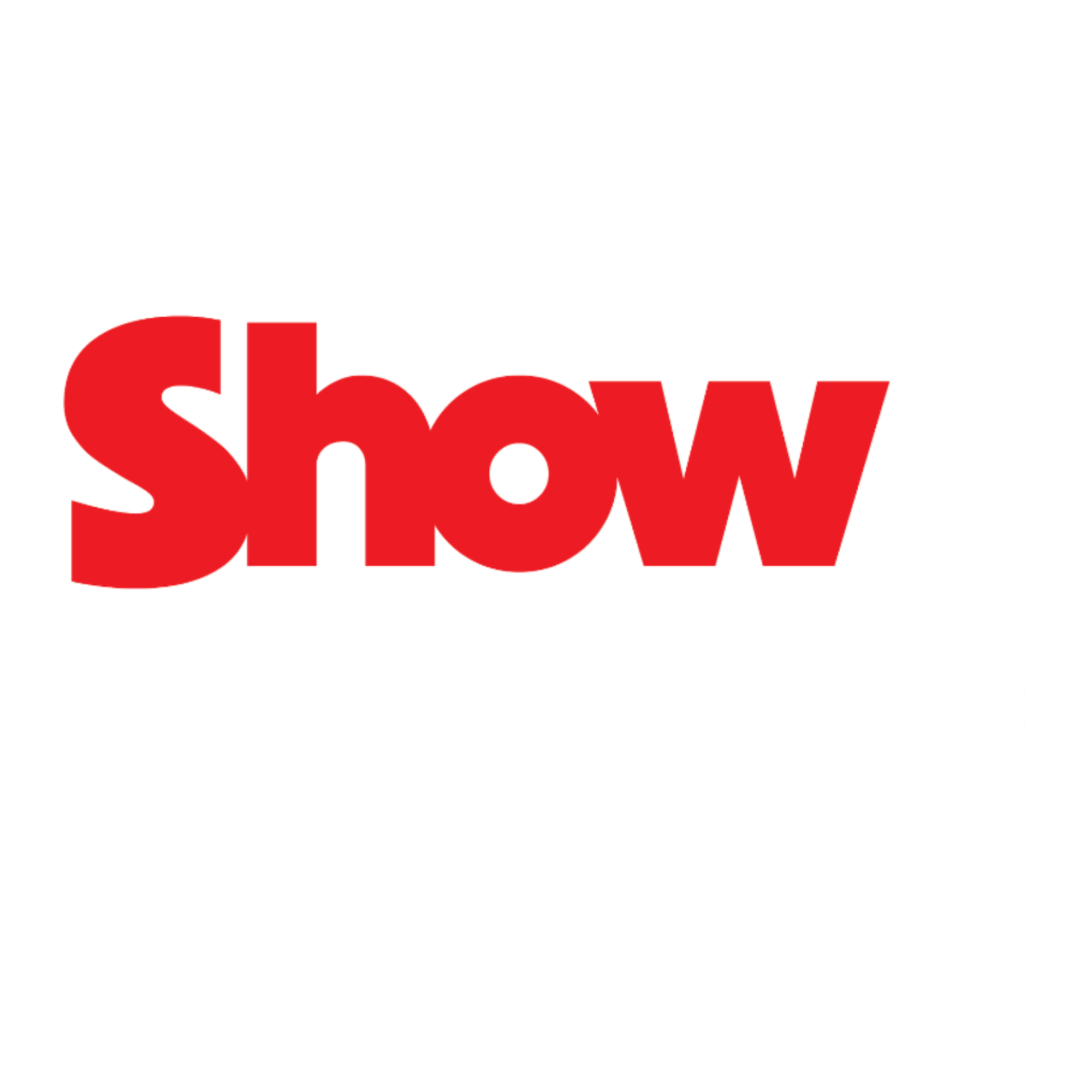 Black and white writing with red text that says "Show".