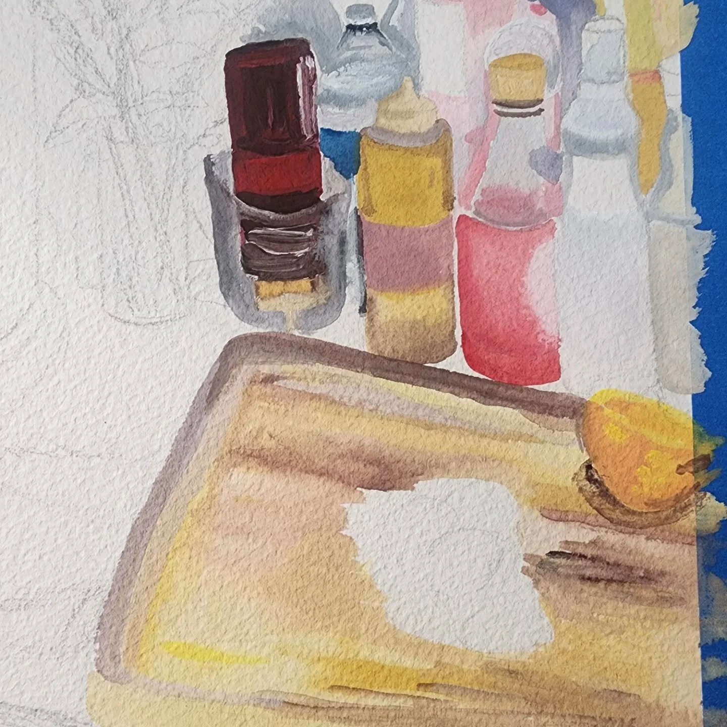 I started a new watercolor piece yesterday, inspired by my kitchen mess that I find kind of romantic...so I had to sketch it out and then start painting it. 

Between writing my article for the next issue for @jaxsocietypaper today, I will be working