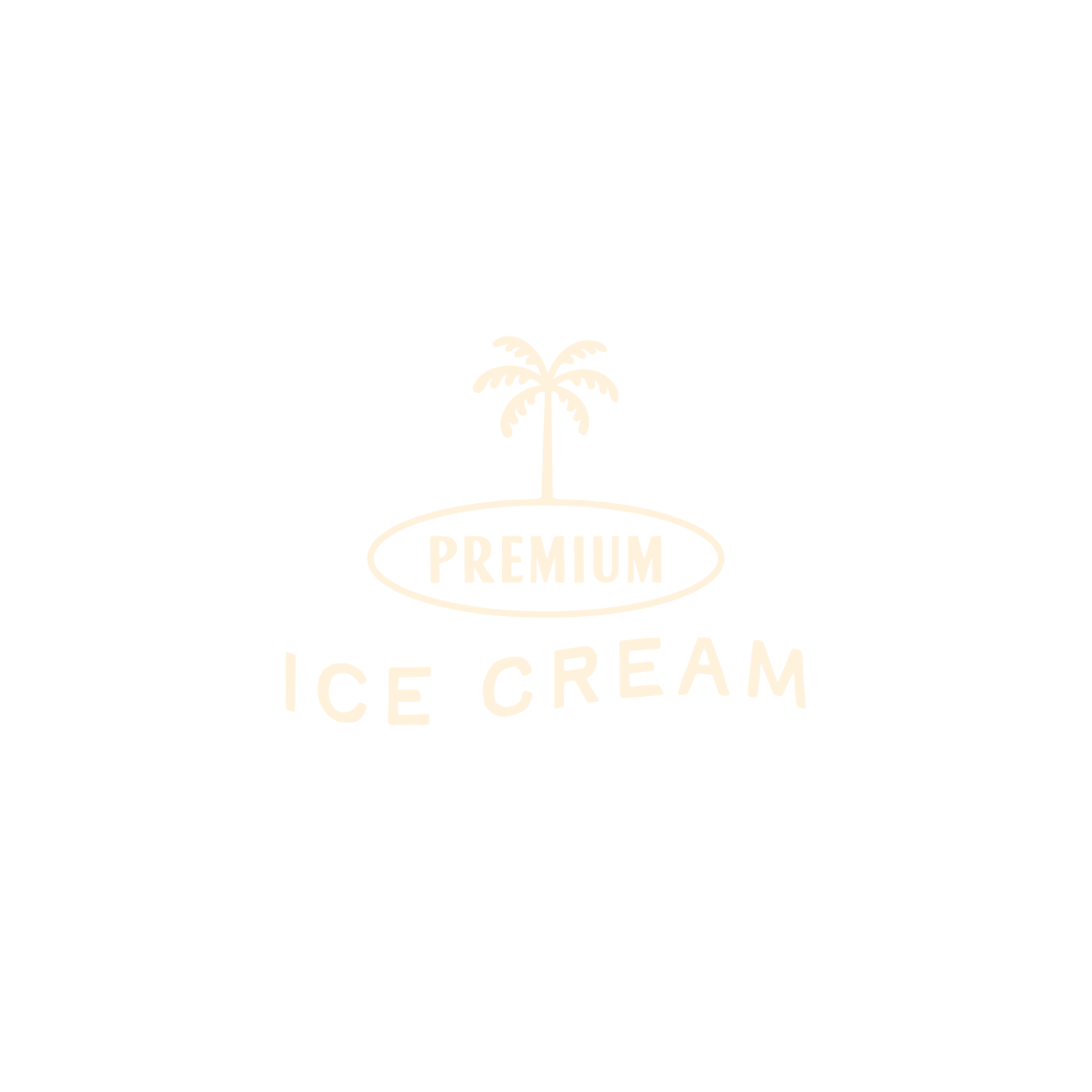 Palm Tree Icon with Premium Ice Cream Text