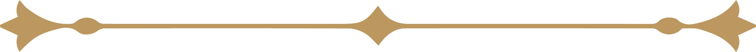 Decorative horizontal line with symmetrical ornate design in gold color.