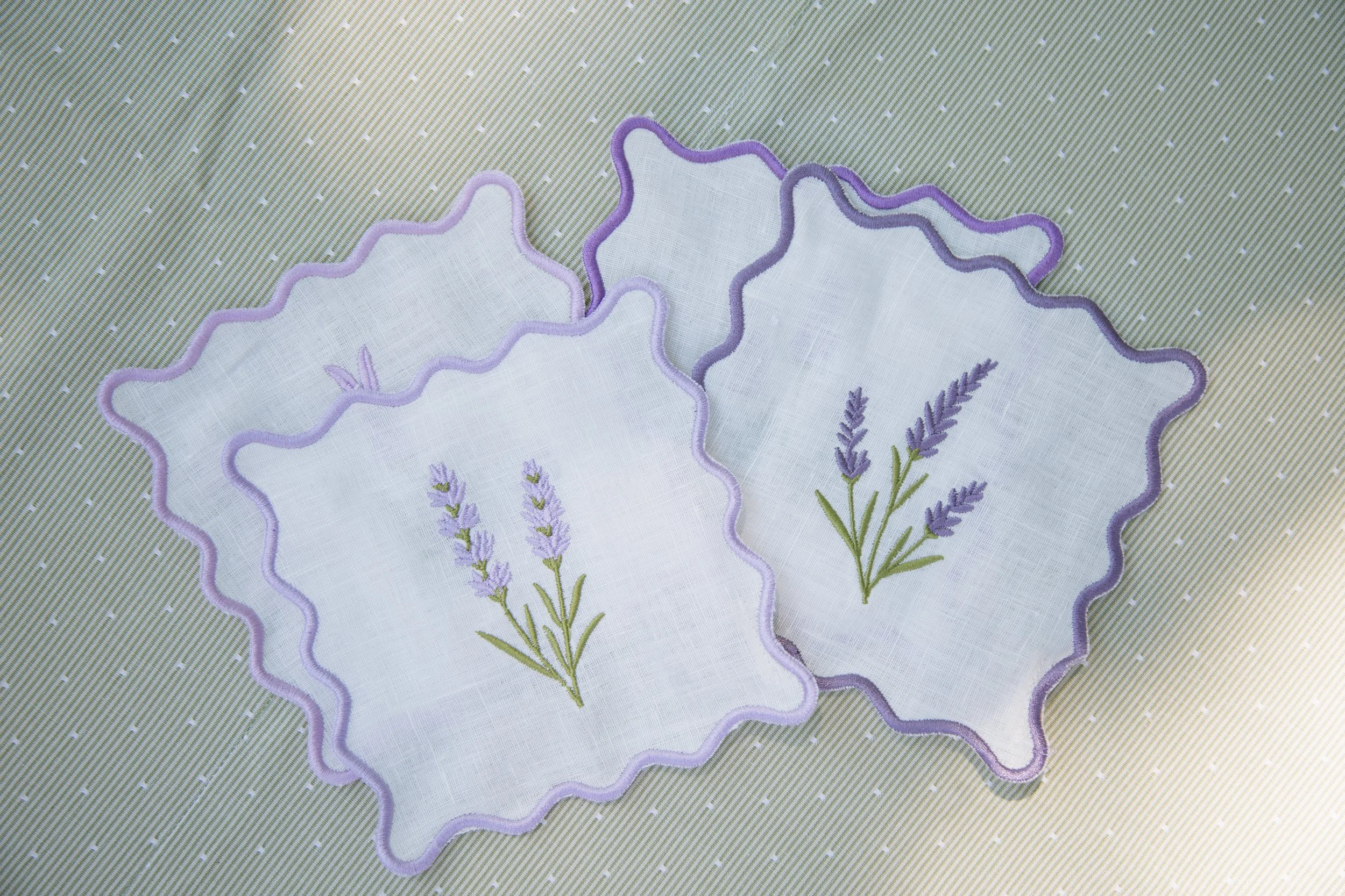 Embroidered Lavender Coasters