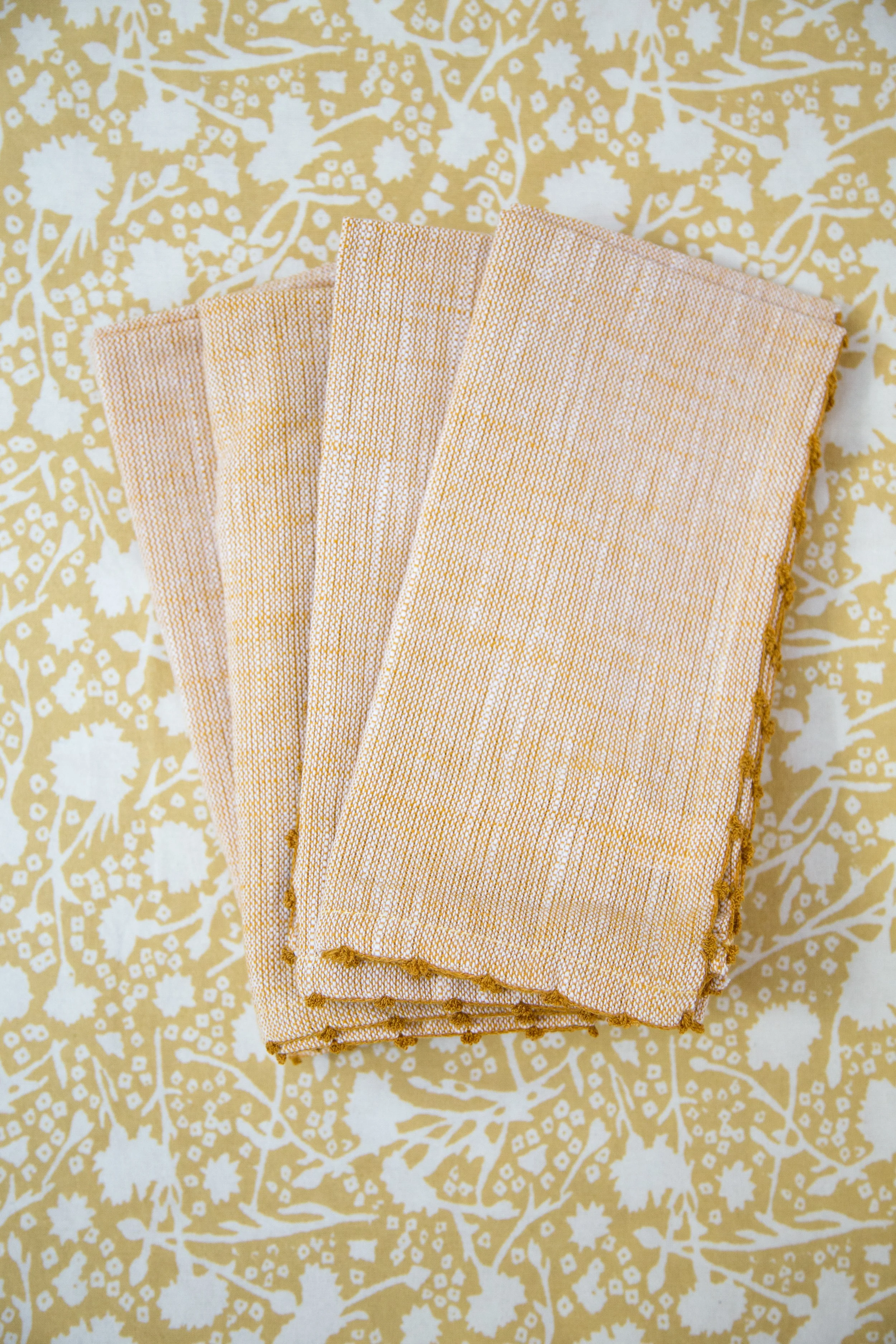 Knotted Edge Ochre Cotton Napkins