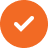 An orange checkmark inside a circle.