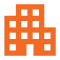 Illustration of three orange skyscrapers with a star on top, on a light blue background.