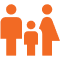 Two cartoon figures holding hands, one taller and one shorter, symbolizing a parent and child.