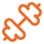 Orange dumbbell icon
