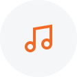 Music note icon on a gray circle background