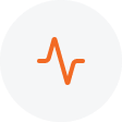 Orange pulse icon on a gray circular background