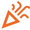 A stylized, abstract symbol resembling a mountain or a peak with curved lines and sharp points, in shades of orange and black.