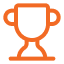 An outline of a trophy cup in orange.