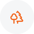 Icon of a tree and a lightning bolt inside a circle