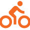 Icon of a bicycle in orange color.