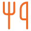 Orange fork and knife icon