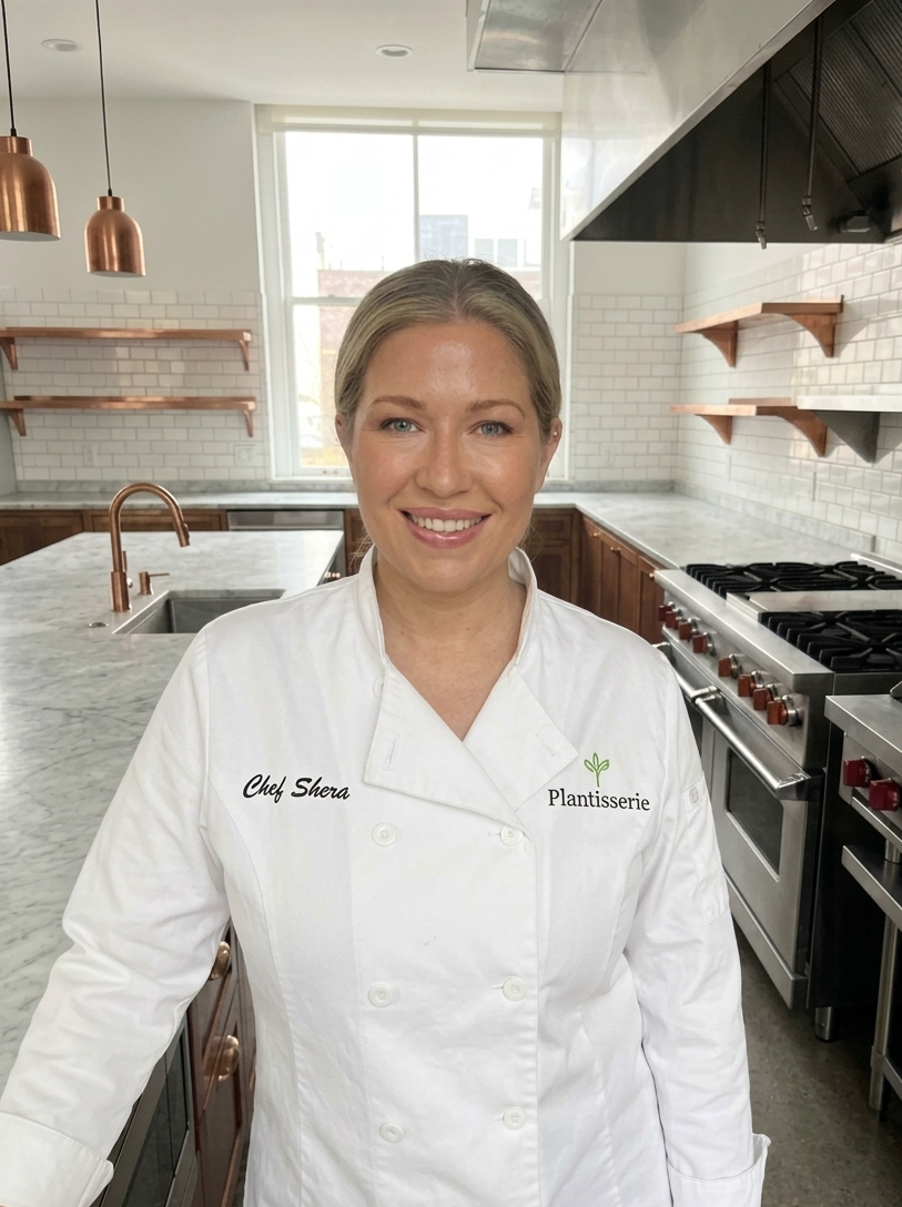 Plantisserie Founder Shera standing in a kitchen.