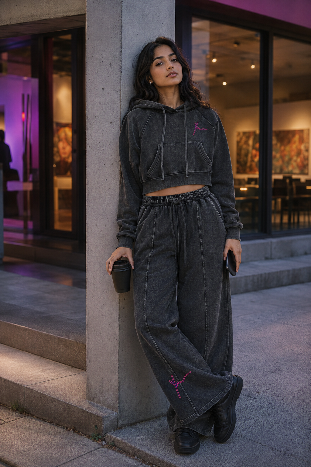 Yo Motif Snow Wash Drawstring Cotton Pants