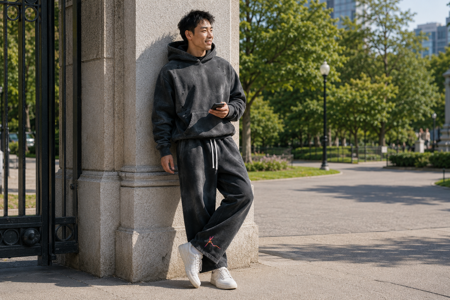 Yo Motif Sunfade Frayed Fleece Hoodie