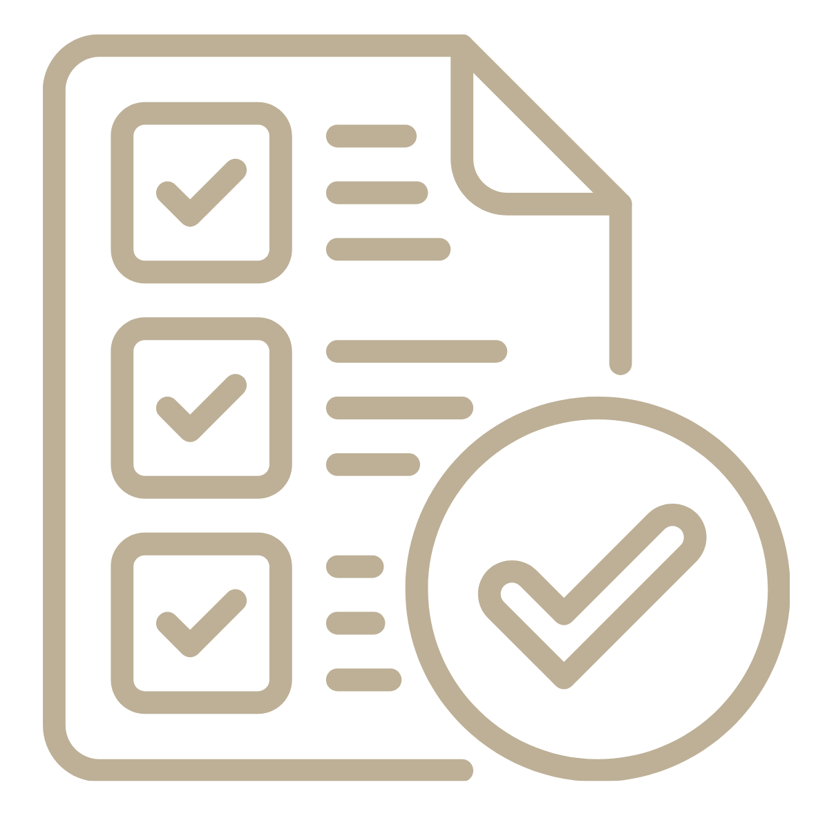 Icono de lista de tareas con marcas de verificación y un círculo con marca de verificación.