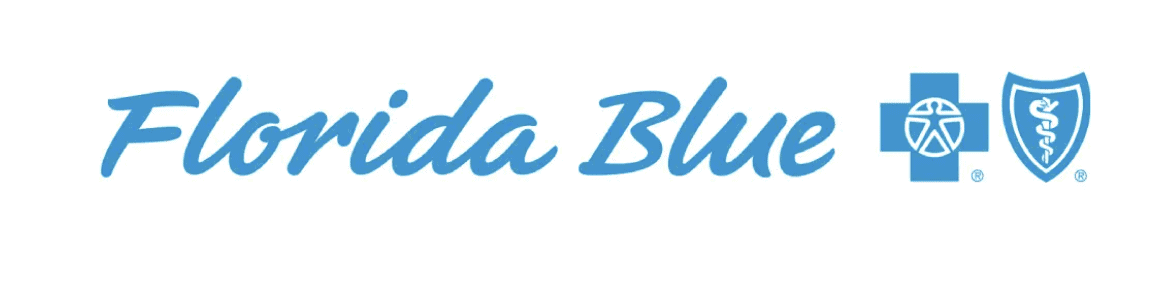Florida Blue logo with the text 'Florida Blue' in blue cursive font, accompanied by medical symbols including a cross and a shield