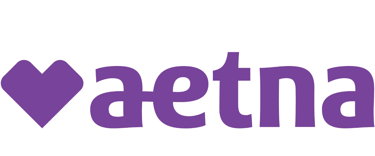 Aetna logo with a heart symbol and the company name in lowercase letters.