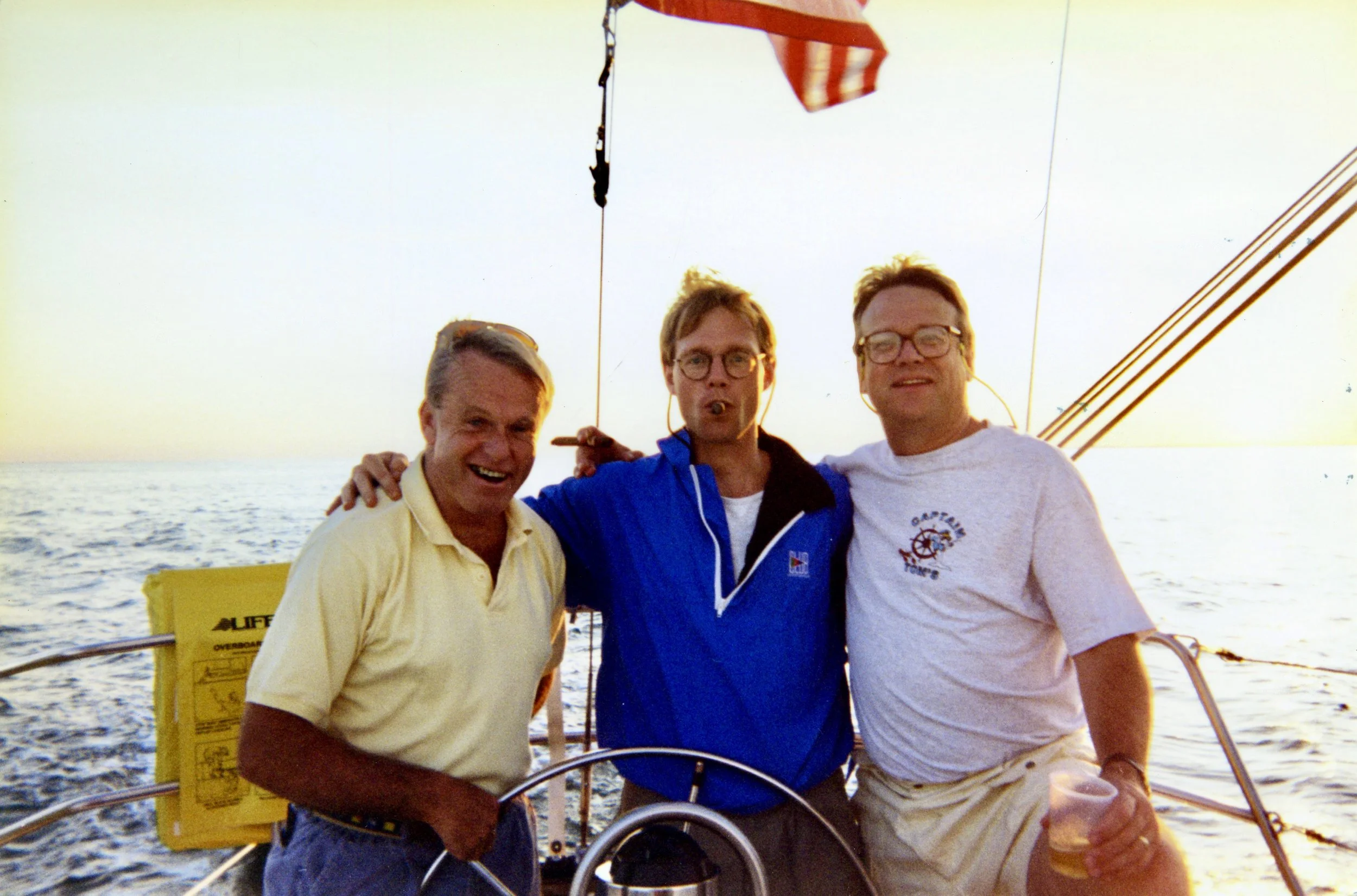 Uncle John, me, and Uncle Tom on the Triple Play. Somewhere in the Long Island Sound, August 1994