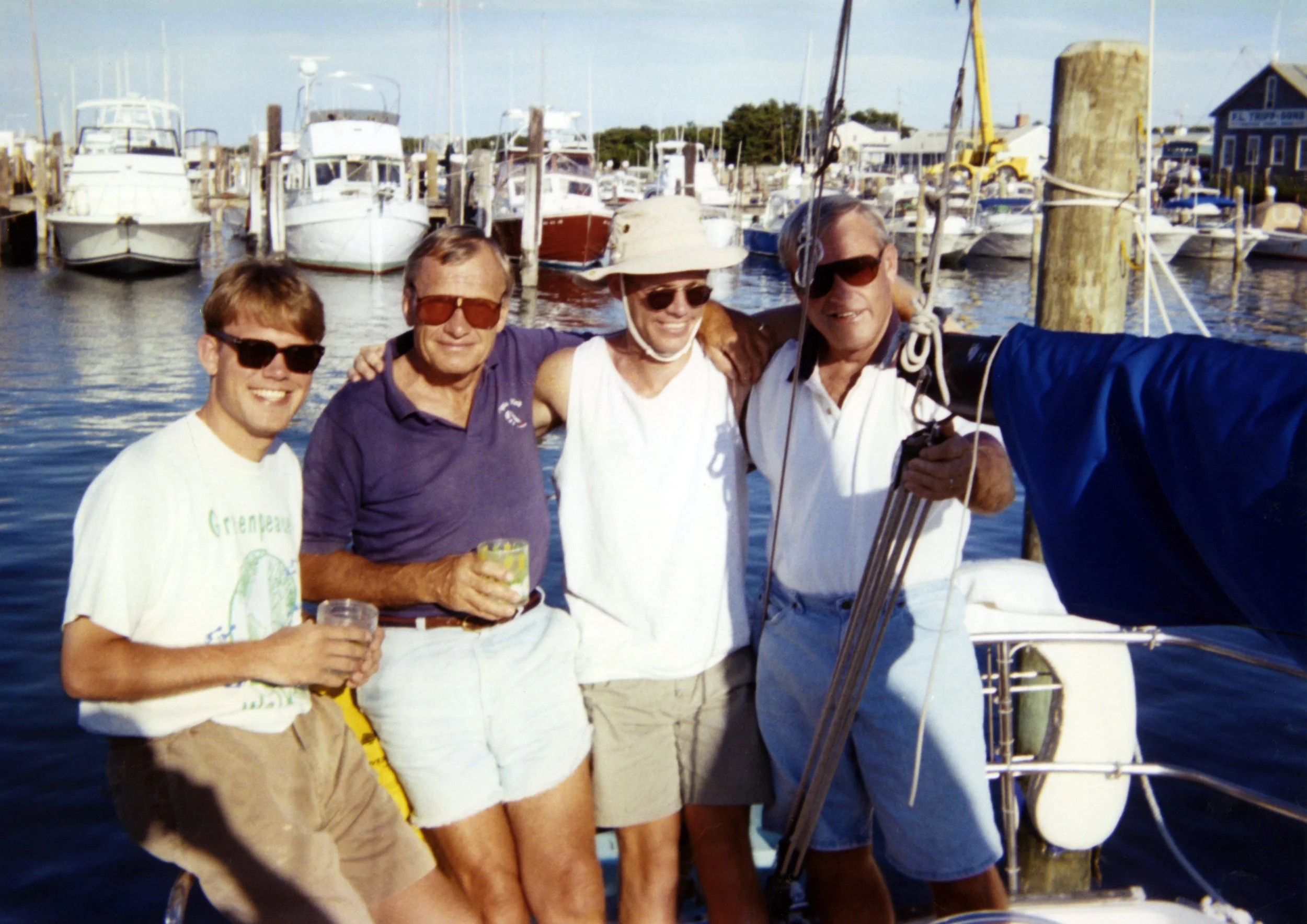 Dave, Dad, me, and Uncle John on the Triple Play. Westport, MA, August 1994