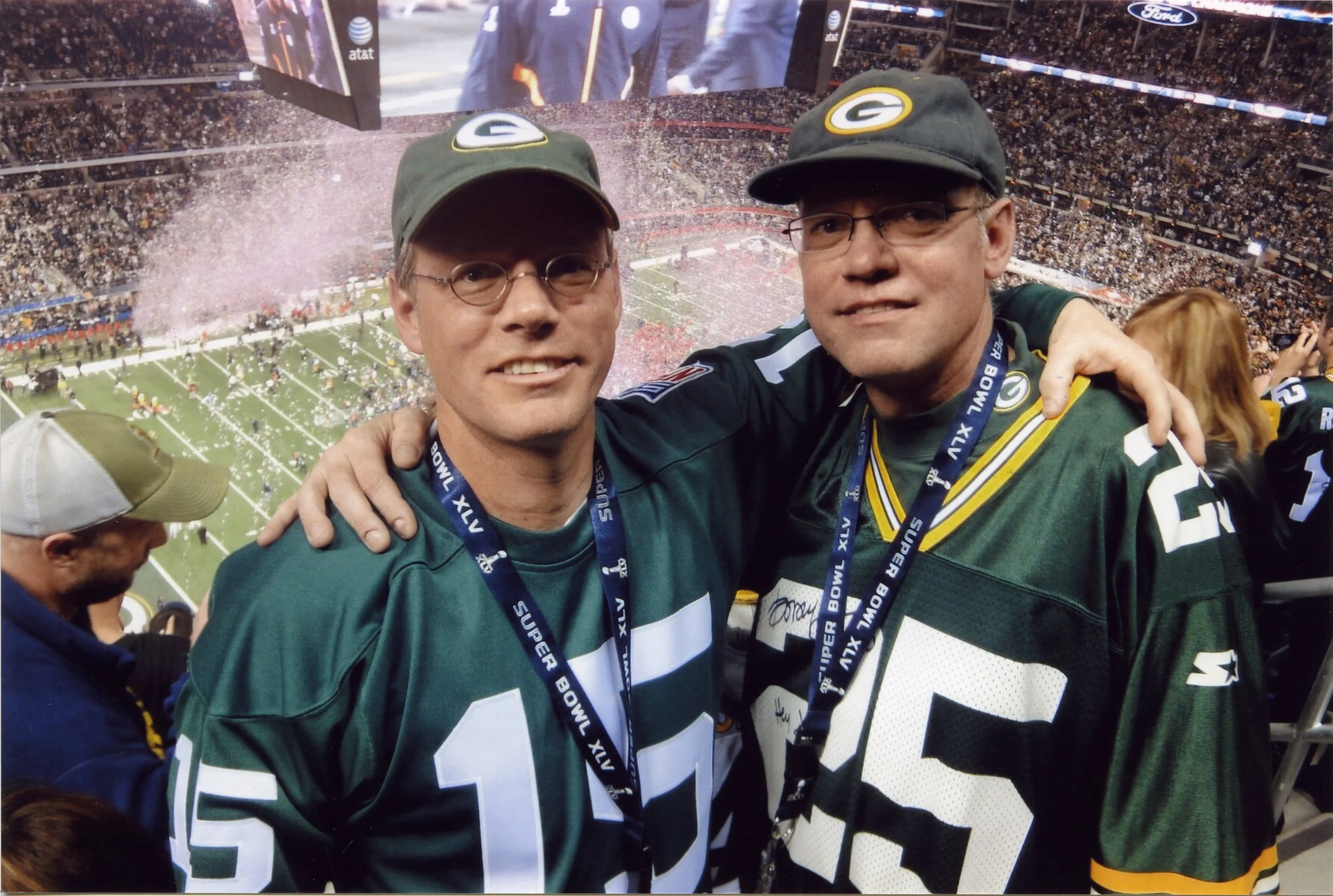Me and Dave immediately post-Packers victory at the Super Bowl. Dallas, TX, February 2011
